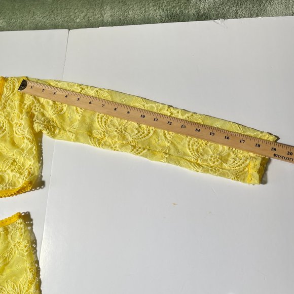 Nadhenri&co Two Tone Yellow Lace Lingerie Set Long Sleeve and High Waised Bottom - Picture 10 of 10